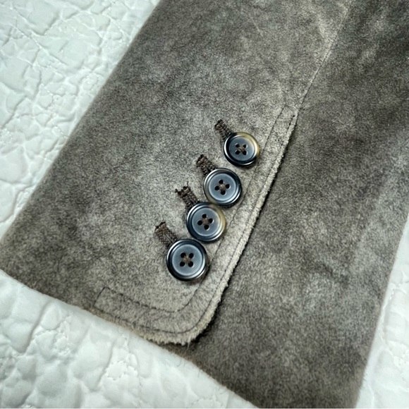 🔥Y2K Ann Taylor Brown Chocolate Suede Blazer 100% Leather Preppy Jacket Women 14 - Picture 10 of 16